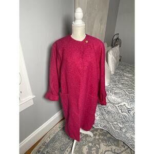 Louis Feraud Wool Mohair Pink Coat US 12 Boucle Oversized Statement Jacket